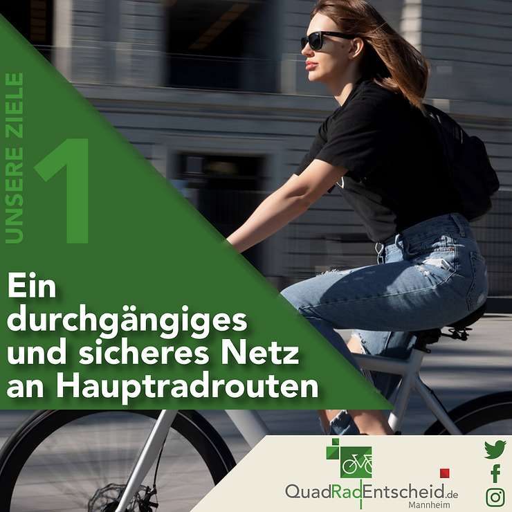 Unsere Ziele: 01 Durchgängiges und sicheres Hauptradroutennetz