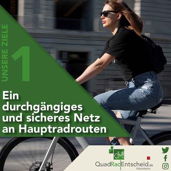 Unsere Ziele: 01 Durchgängiges und sicheres Hauptradroutennetz